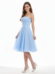 Sans Bretelles Robe Demoiselle d'honneur Courte Bleu Ciel