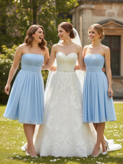 Sans Bretelles Robe Demoiselle d'honneur Courte Bleu Ciel