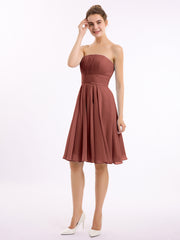 Sans Bretelles Robe Demoiselle d'honneur Courte terracotta