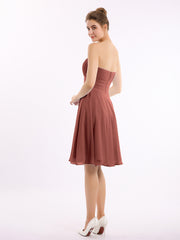Sans Bretelles Robe Demoiselle d'honneur Courte terracotta