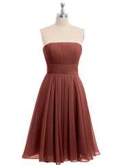 Sans Bretelles Robe Demoiselle d'honneur Courte terracotta Grande Taille