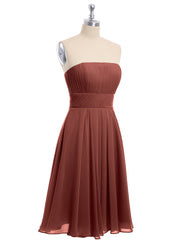 Sans Bretelles Robe Demoiselle d'honneur Courte terracotta