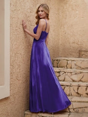 Robe Fourreau en Velours Longueur au Sol à Col en V avec Fente Régence Grande Taille