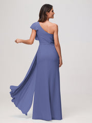 Robe fourreau asymétrique en A Pervenche