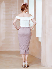 Robe Fourreau en Mousseline Dentelle à Hors de l'Épaule Crépuscule Dusk Grande Taille