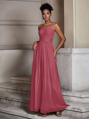 CROISÉ-Plissée Corsage Spaghetti Bretelle Robes Cannelle Rose Grande Taille
