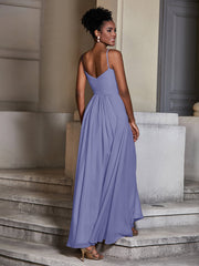 CROISÉ-Plissée Corsage Spaghetti Bretelle Robes Pervenche