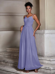CROISÉ-Plissée Corsage Spaghetti Bretelle Robes Pervenche Grande Taille