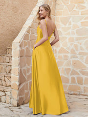Robe Capot de A-ligne en Satin avec Fente Souci Grande Taille