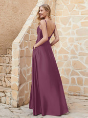Robe Capot de A-ligne en Satin avec Fente Mûre Grande Taille