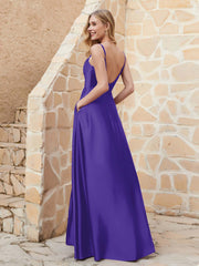 Robe Capot de A-ligne en Satin avec Fente Régence Grande Taille