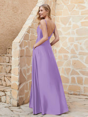 Robe Capot de A-ligne en Satin avec Fente Tahiti Grande Taille