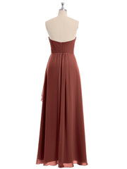 Robe Longue avec Perlée Sans Bretelles Col en Cœur terracotta Grande Taille