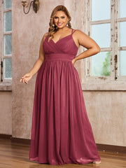 Double Bretelles Mousseline Robes Avec Col En Cœur Cannelle Rose