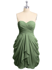 Col en Cœur Sans Bretelles Robe Demoiselle d'honneur Courte Olive Verte