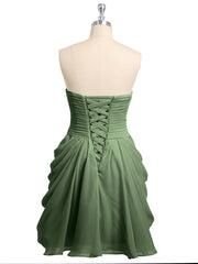 Col en Cœur Sans Bretelles Robe Demoiselle d'honneur Courte Olive Verte