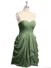 Col en Cœur Sans Bretelles Robe Demoiselle d'honneur Courte Olive Verte