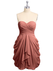 Col en Cœur Sans Bretelles Robe Demoiselle d'honneur Courte terracotta