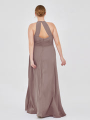 Licou Mousseline Maxi Robe Demoiselle d'Honneur Dusk Grande Taille