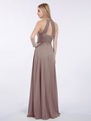 Licou Mousseline Maxi Robe Demoiselle d'Honneur Dusk