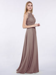 Licou Mousseline Maxi Robe Demoiselle d'Honneur Dusk Grande Taille