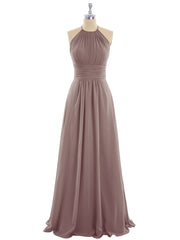 Licou Mousseline Maxi Robe Demoiselle d'Honneur Dusk Grande Taille