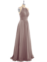 Licou Mousseline Maxi Robe Demoiselle d'Honneur Dusk Grande Taille