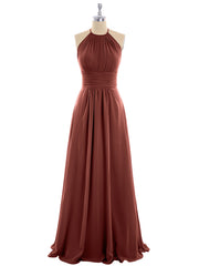 Licou Mousseline Maxi Robe Demoiselle d'Honneur terracotta