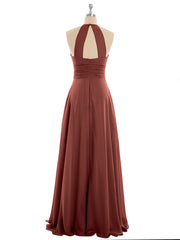 Licou Mousseline Maxi Robe Demoiselle d'Honneur terracotta Grande Taille