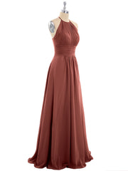 Licou Mousseline Maxi Robe Demoiselle d'Honneur terracotta