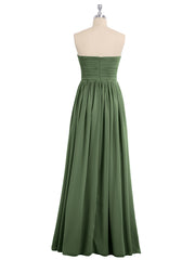 Sans Bretelles Empire Robe Demoiselle d'honneur avec Col en Cœur Olive Verte