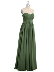 Sans Bretelles Empire Robe Demoiselle d'honneur avec Col en Cœur Olive Verte
