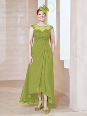 Robe en Mousseline à Encolure Illusion avec Dentelle Trèfle Grande Taille