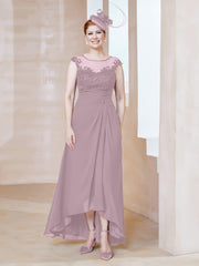 Robe en Mousseline à Encolure Illusion avec Dentelle Dusk Grande Taille