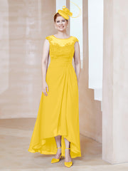 Robe en Mousseline à Encolure Illusion avec Dentelle Souci