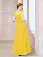 Robe en Mousseline à Encolure Illusion avec Dentelle Souci Grande Taille