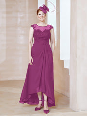 Robe en Mousseline à Encolure Illusion avec Dentelle Orchidee Grande Taille