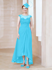 Robe en Mousseline à Encolure Illusion avec Dentelle Piscine