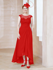 Robe en Mousseline à Encolure Illusion avec Dentelle Rouge Grande Taille