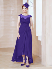 Robe en Mousseline à Encolure Illusion avec Dentelle Régence Grande Taille