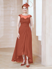 Robe en Mousseline à Encolure Illusion avec Dentelle Rouille Grande Taille