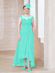 Robe en Mousseline à Encolure Illusion avec Dentelle Spa