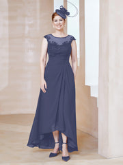 Robe en Mousseline à Encolure Illusion avec Dentelle Orageux