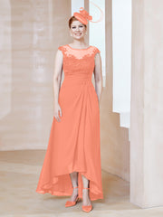 Robe en Mousseline à Encolure Illusion avec Dentelle Crépuscule Grande Taille