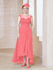 Robe en Mousseline à Encolure Illusion avec Dentelle Pastèque Grande Taille