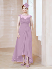 Robe en Mousseline à Encolure Illusion avec Dentelle Glycine Grande Taille