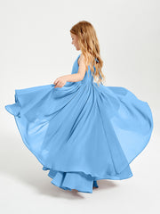 Robes de Demoiselle d'Honneur Junior en Mousseline Bleu