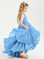 Robes de Demoiselle d'Honneur Junior en Mousseline Bleu