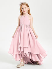 Robes de Demoiselle d'Honneur Junior en Mousseline Rose Pâle