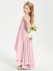 Robes de Demoiselle d'Honneur Junior en Mousseline Rose Pâle